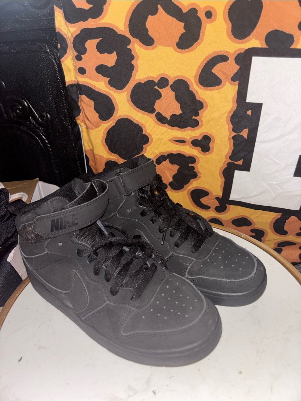 Nike All-Black Mid/High Top Air Force 1 sz 7Y - Lightly Used - Box Included